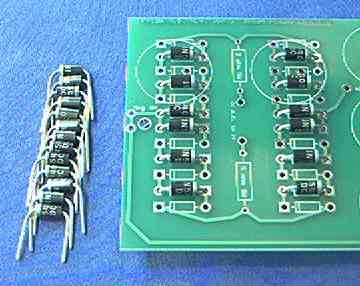 Insert half the rectifiers first, the ones that point to the right.