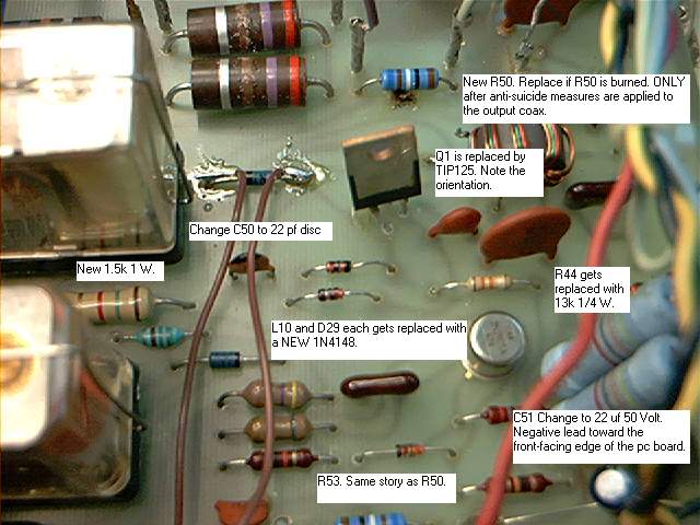 Replace the parts shown to cure the "Burning R46" problem